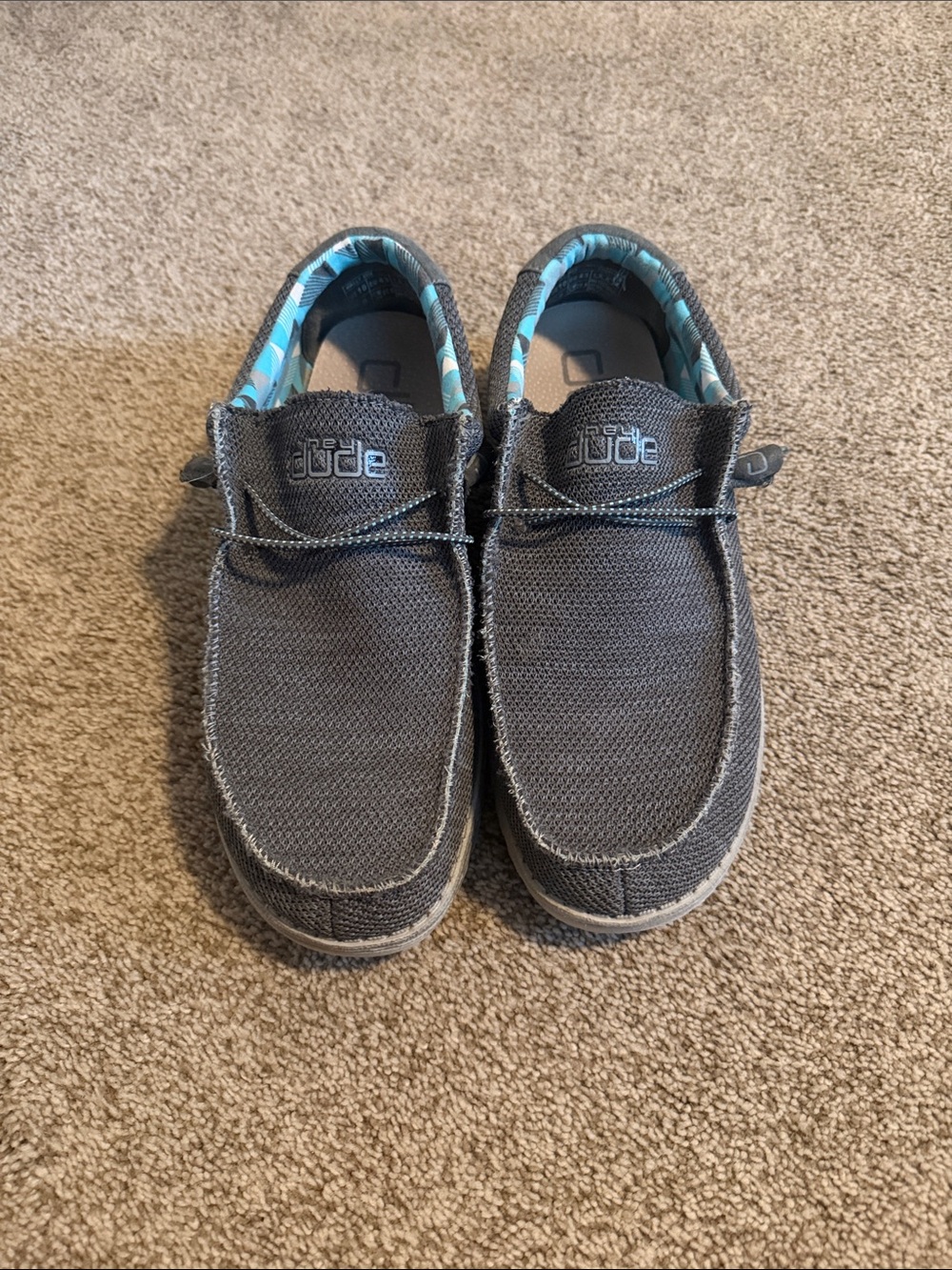 Hey Dude Men's Slip-On Loafers in Gray with Blue Lining